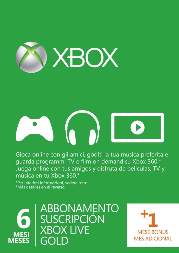Tarjeta Xbox Live 6   1 Meses Xbox 360